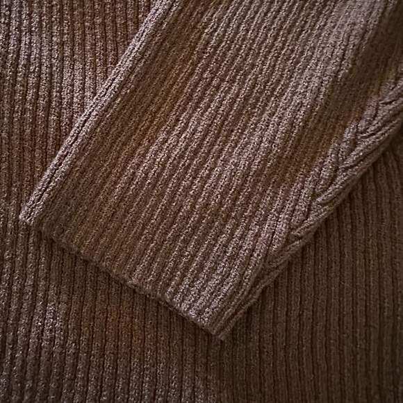 Brown Ribbed Cardigan Sweater - Picture 3 of 3